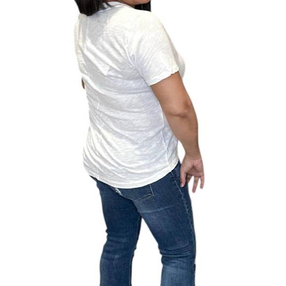 NEW BOBI shoulder seam v neck tee shirt in white - Picture 2 of 3